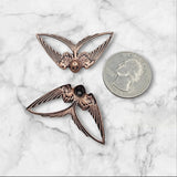 Oxidized Copper Sparrow Bird Stampings x 2 - 7067CORAT