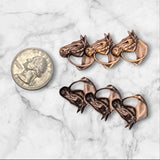 Oxidized Copper Horse Trio Findings x 2 - 5005COS