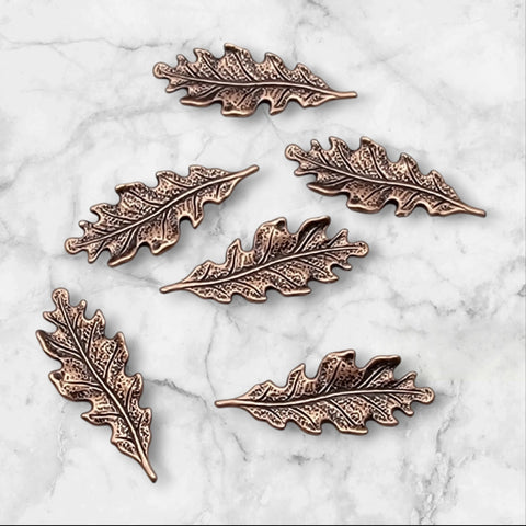 XSmall Oxidized Copper Oak Leaf Stampings x 6 - 2990COS