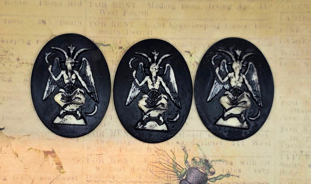 Antiqued 40x30mm Baphomet Cameos (3) - ANTBLKL1381