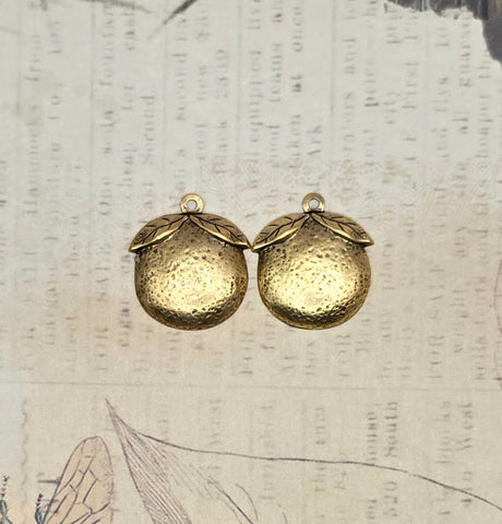 Brass Citrus Orange Charms x 2 - 4692RAT