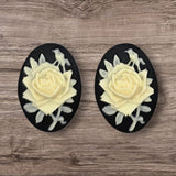 25mm x 18mm Resin Rose Cameos - L1386