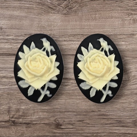 25mm x 18mm Resin Rose Cameos - L1386