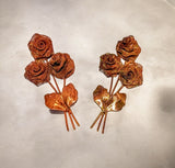 Vintage Stock Raw Copper Rose Bouquet (2) - L998