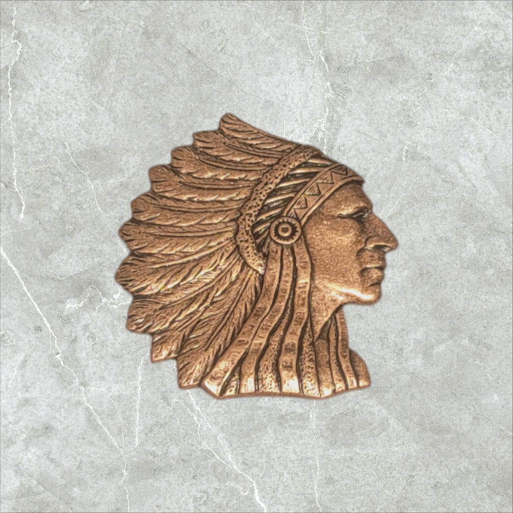 Large Oxidized Copper Indian Chief Stampings x 1 - 0338COGB