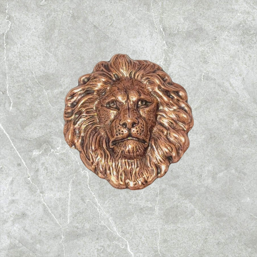 Large Brass Oxidized Copper Lion Head Stamping x 1 - 7856COSG