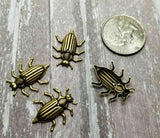 Small Brass Beetle Stampings x 4 - 0222FF.