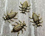 Small Brass Beetle Stampings x 4 - 0222FF.