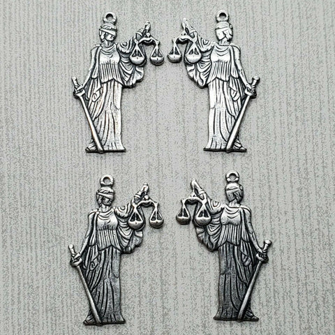 Small Brass Lady Justice Charms x 4 - 07120RGB.