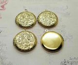 Brass Ornate Floral Etched Lockets x 4 - 080G.