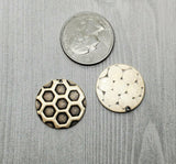 Brass Round Honeycomb Patterned Charms x 2 - 08179GB.