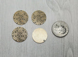 Brass Round Circle Patterned Charms x 4 - 08219GB.