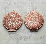 Brass Ornate Floral Etched Lockets x 2- 083G.