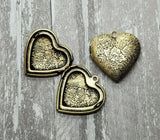 Brass Ornate Etched Heart Lockets x 2 - 086G.