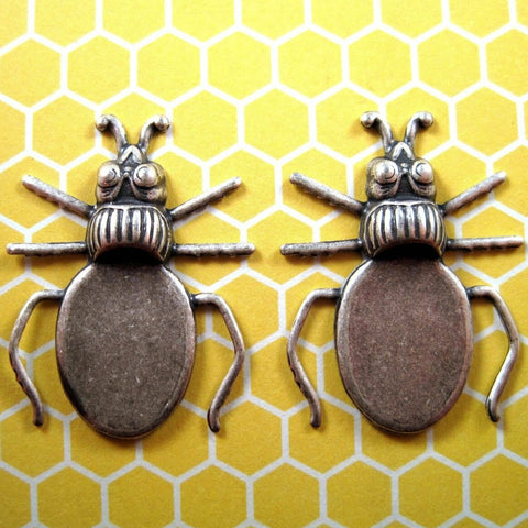Brass Beetle Setting Stampings x 2 - 116RAT.