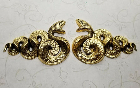 Large Brass Snake Serpent Stampings x 2 - 1257FFA-1258FFA.