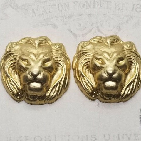 Brass Lion Head Stampings x 2 - 132RAT.