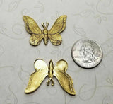 Brass Ornate Butterflies x 2 - 134RAT.