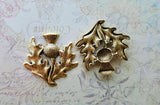 Brass Thistle Stampings x 2 - 14081FFA.