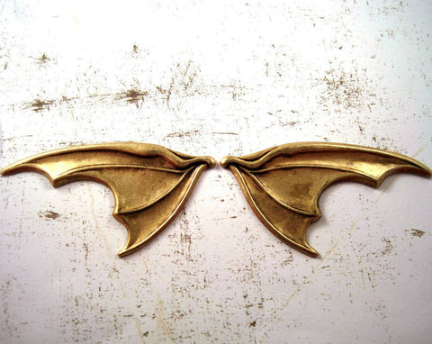 X Large Brass Bat Wing Stampings x 2 - 14158LRFFA
