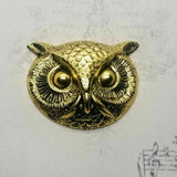 Large Brass Owl Head Stamping x 1 - 1473FF.