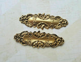 Brass Ornate Floral Stampings x 2 - 1475FFA.