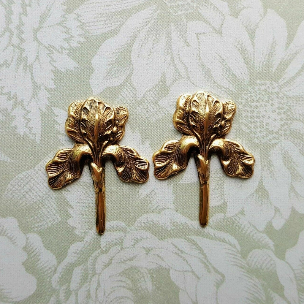Brass Iris Stampings x 2 - 147RAT.