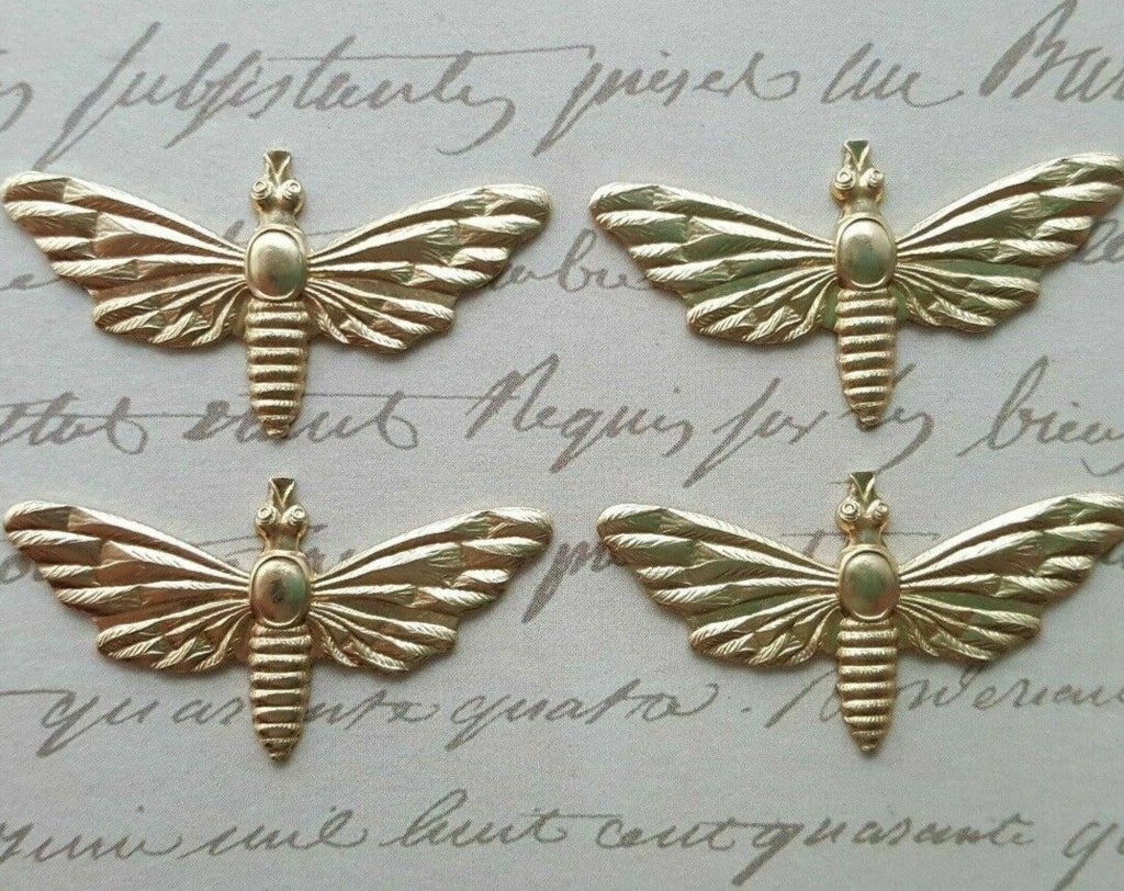 Brass Moth Stampings x 4 - 151RAT.