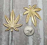 Large Brass Marijuana Leaf Stamping - 1806LU