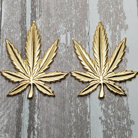 Large Brass Marijuana Leaf Stamping - 1806LU