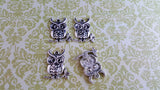 Antique Silver Owl Charms (4) - L893 Jewelry Finding
