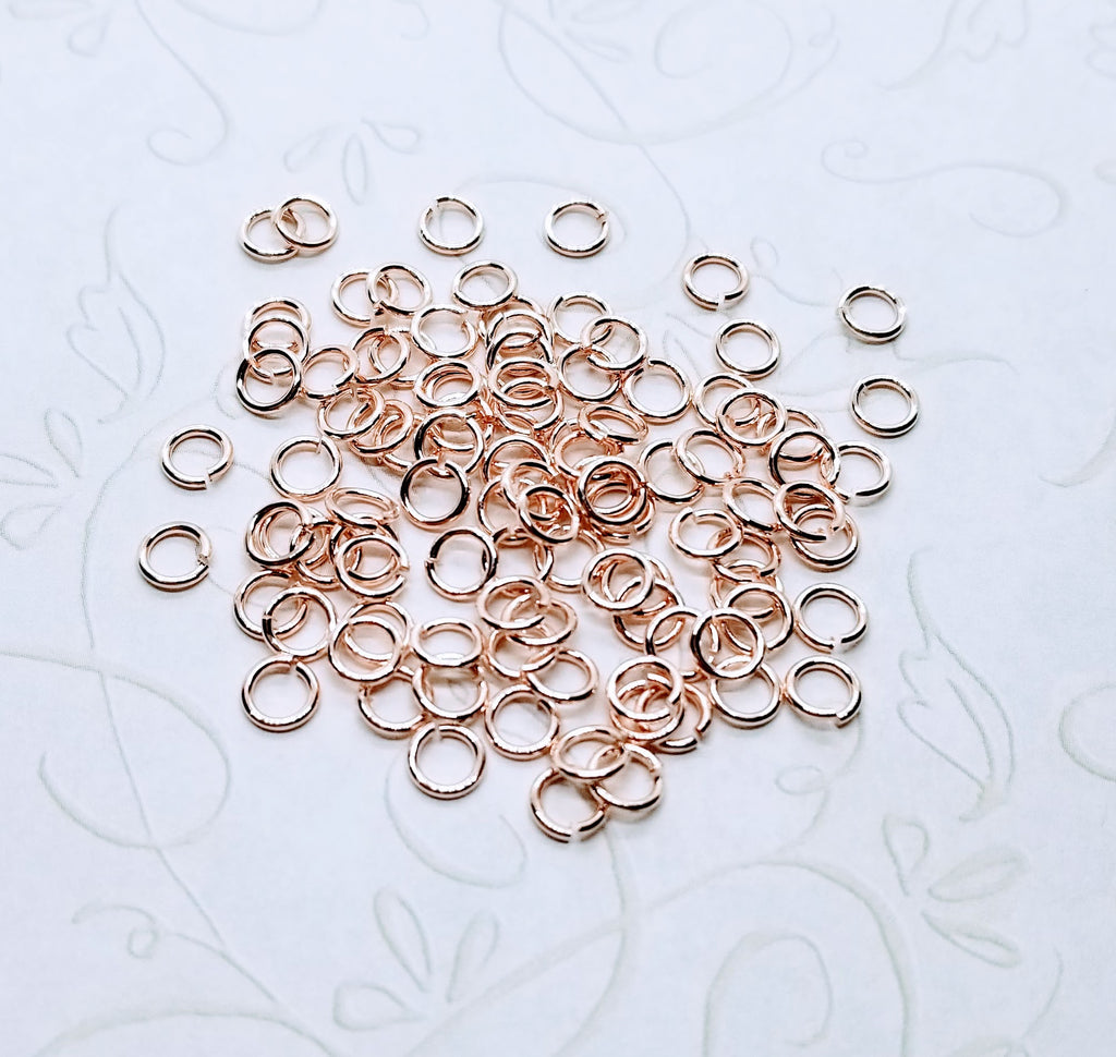 5mm Rose Gold Brass Jump Rings (5 Grams - Approx. 100pcs) - L980 Jewelry Finding