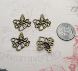 Small Antique Bronze Octopus Charms (4) - L1026
