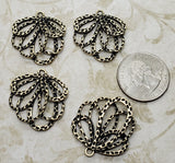 Oxidized Brass Ornate Layered Flower Charms (4) - BOG087