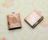 Shiny Rose Gold Book Lockets (2) - PRGG081