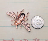 Large Shiny Rose Gold Brass Bee Stamping (1) - PRGRAT6591