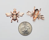 Small Shiny Rose Gold Bee Charms With Ring (2) - PRGRAT6592WR