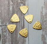 Raw Brass Hammered Triangle Charms (6) - L1220
