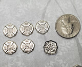 Small Silver Ox Fire Rescue Fireman Stampings (6) - L1248