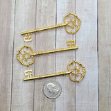 Large Gold Key Charms (3) - L1272