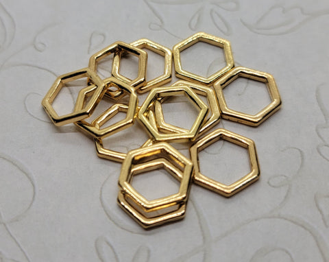 Small Gold Hexagon Connector Charms (12) - L1310