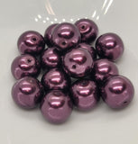12mm Burgundy Glass Pearls (16) - L1322