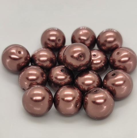 12mm Brown Glass Pearls (16) - L1325