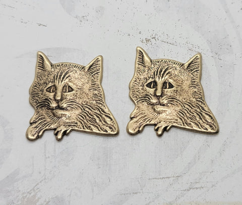 Brass Cat Stampings x 2 - 398RAT