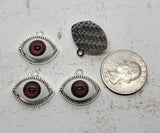 Silver Anatomical Brown Eye Charms (4) - L1334