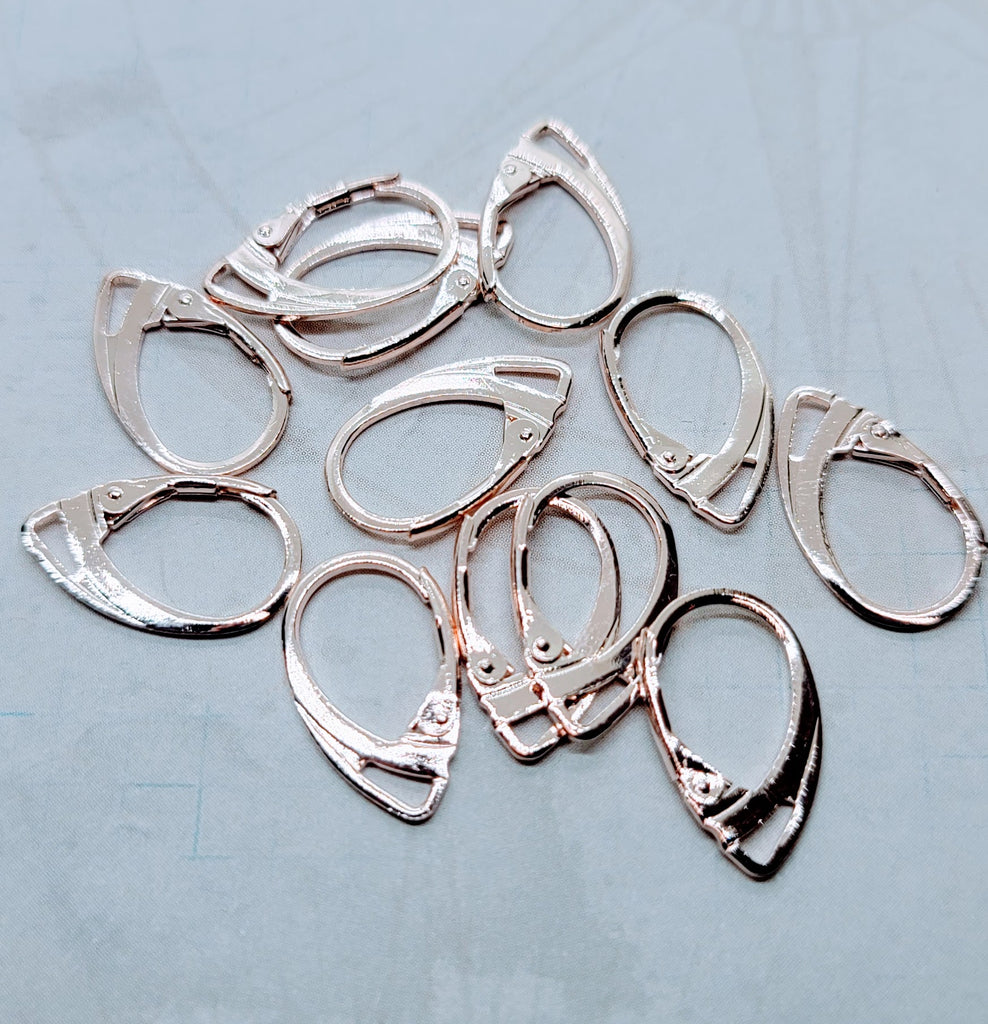 Shiny Rose Gold Lever Back Earring Components (12) - L1339