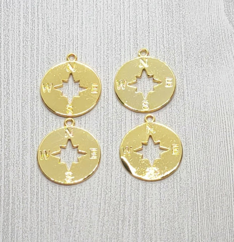 Gold Compass Charms (4) - L1357