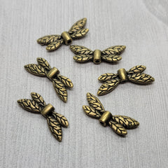 Double Sided Antique Bronze Dragonfly Wing Beads Spacers (6) - L1356