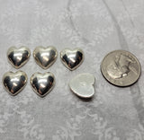 Vintage Stock Silver Metallized Acrylic Heart Cabochon (6) - L1360