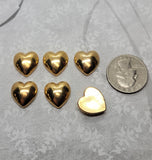 Vintage Stock Gold Metallized Acrylic Heart Cabochon (6) - L1360